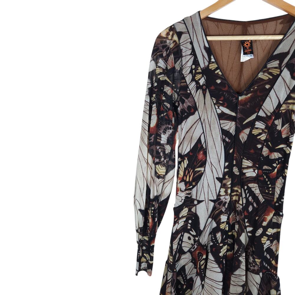 Vintage Jean Paul Gaultier Soleil Dress Medium Butterfly Sheer Mesh Y2K Glam - Picture 3 of 13